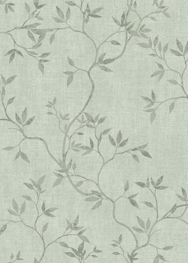 Darcy James Japandi Leaf Green Wallpaper