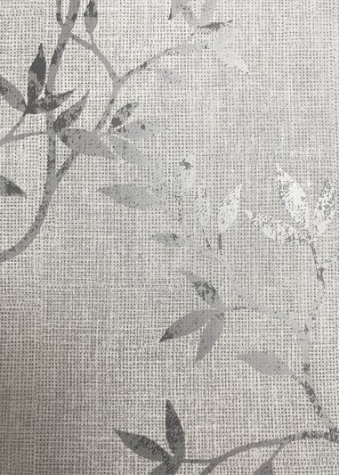 Darcy James Japandi Leaf Grey Wallpaper