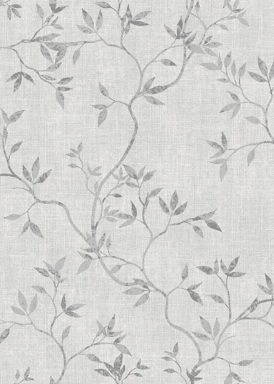 Darcy James Japandi Leaf Grey Wallpaper