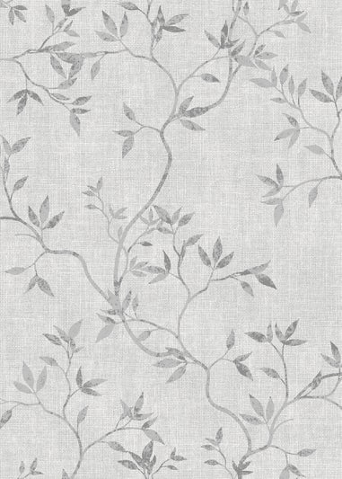 Darcy James Japandi Leaf Grey Wallpaper
