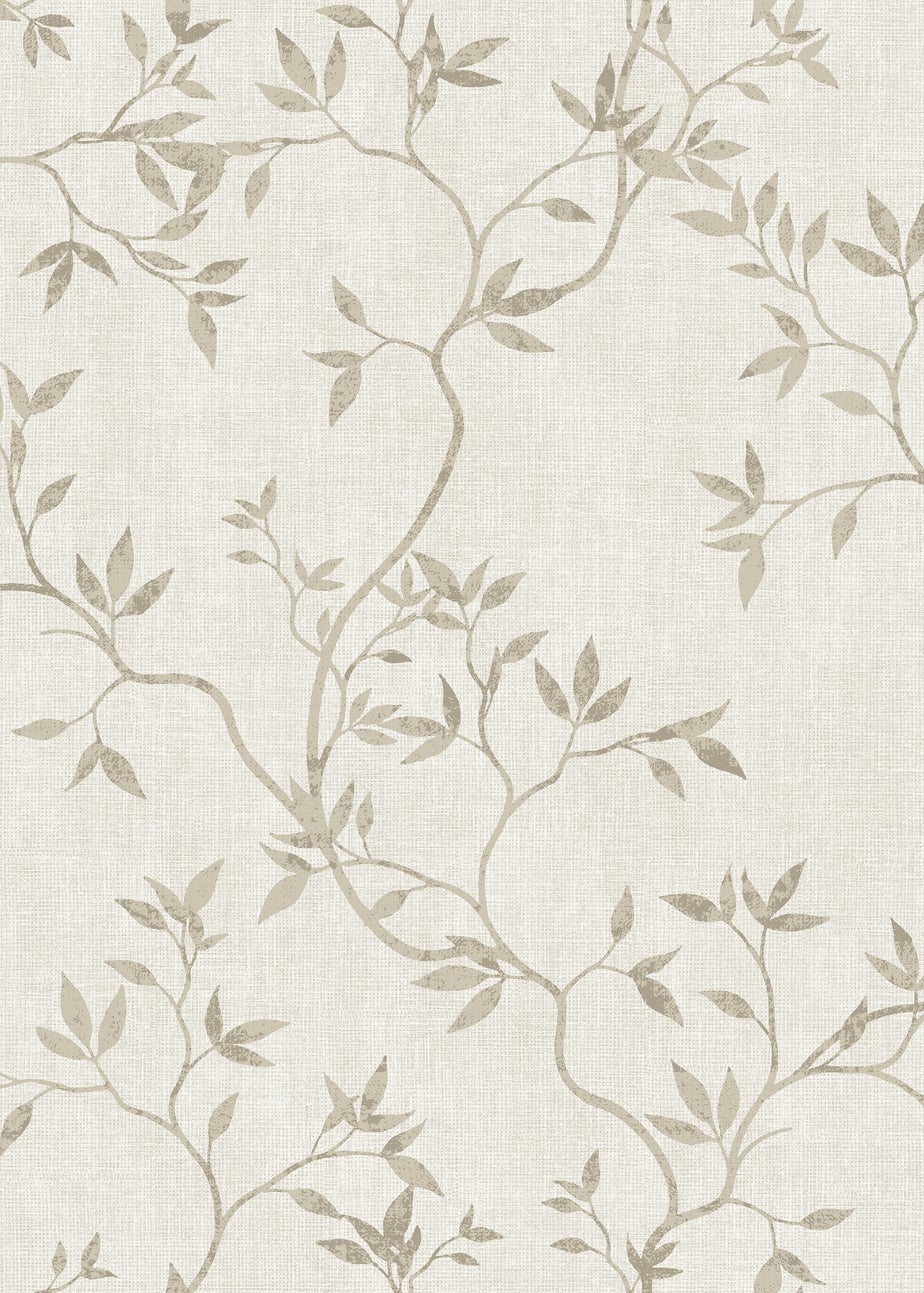 Darcy James Japandi Leaf Cream Wallpaper