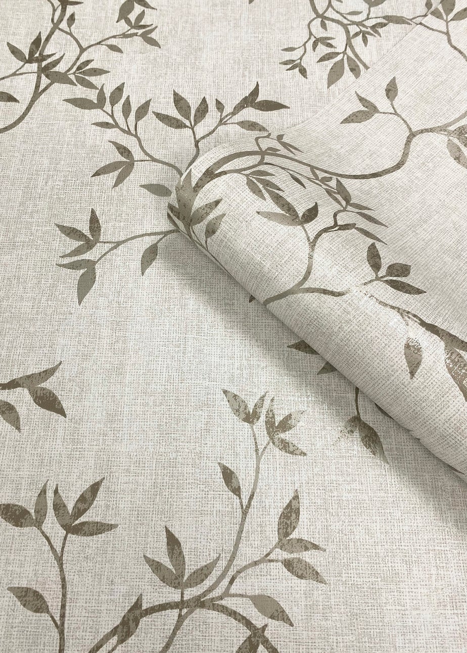 Darcy James Japandi Leaf Cream Wallpaper