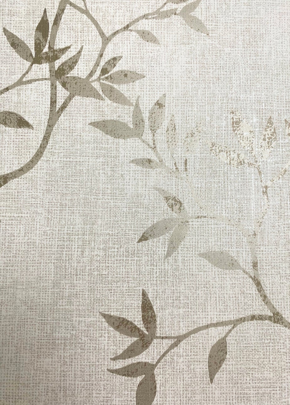 Darcy James Japandi Leaf Cream Wallpaper