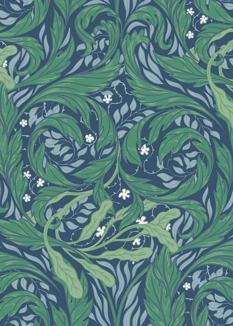Muriva Vale Leaf Blue & Green Wallpaper