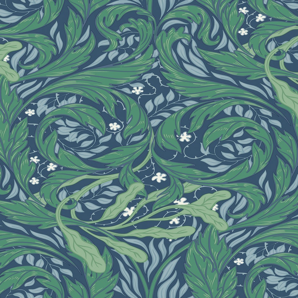 Muriva Vale Leaf Blue & Green Wallpaper