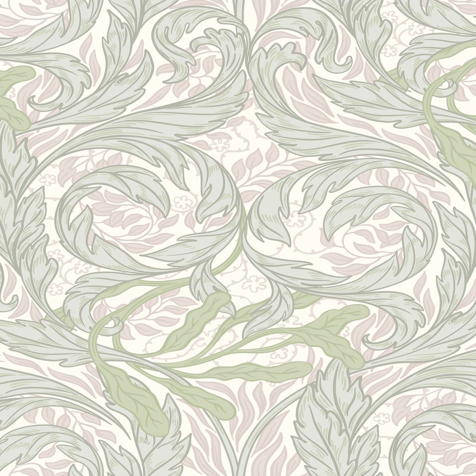 Muriva Vale Leaf Green & Pink Wallpaper