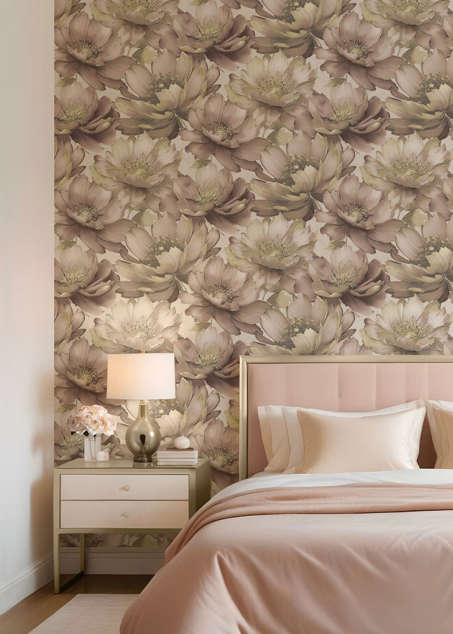 Muriva Aminah Floral Blush Wallpaper