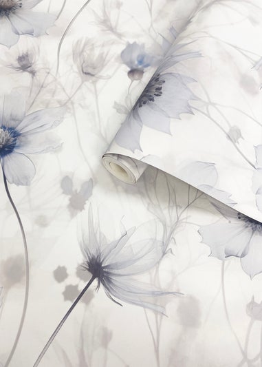 Muriva Lissa Flowers Blue Wallpaper