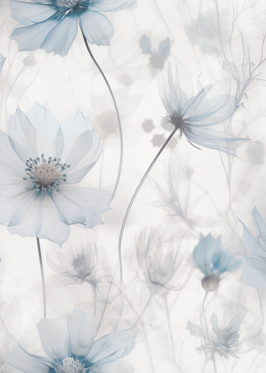Muriva Lissa Flowers Blue Wallpaper