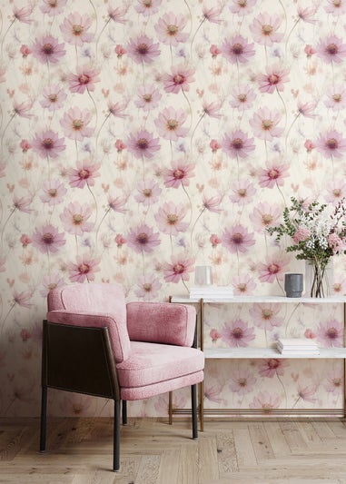 Muriva Lissa Flowers Pink Wallpaper