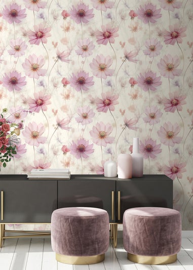Muriva Lissa Flowers Pink Wallpaper