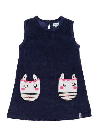 Lilly & Sid Organic Cotton Navy Horse Face Applique Dress (0-8 Years)