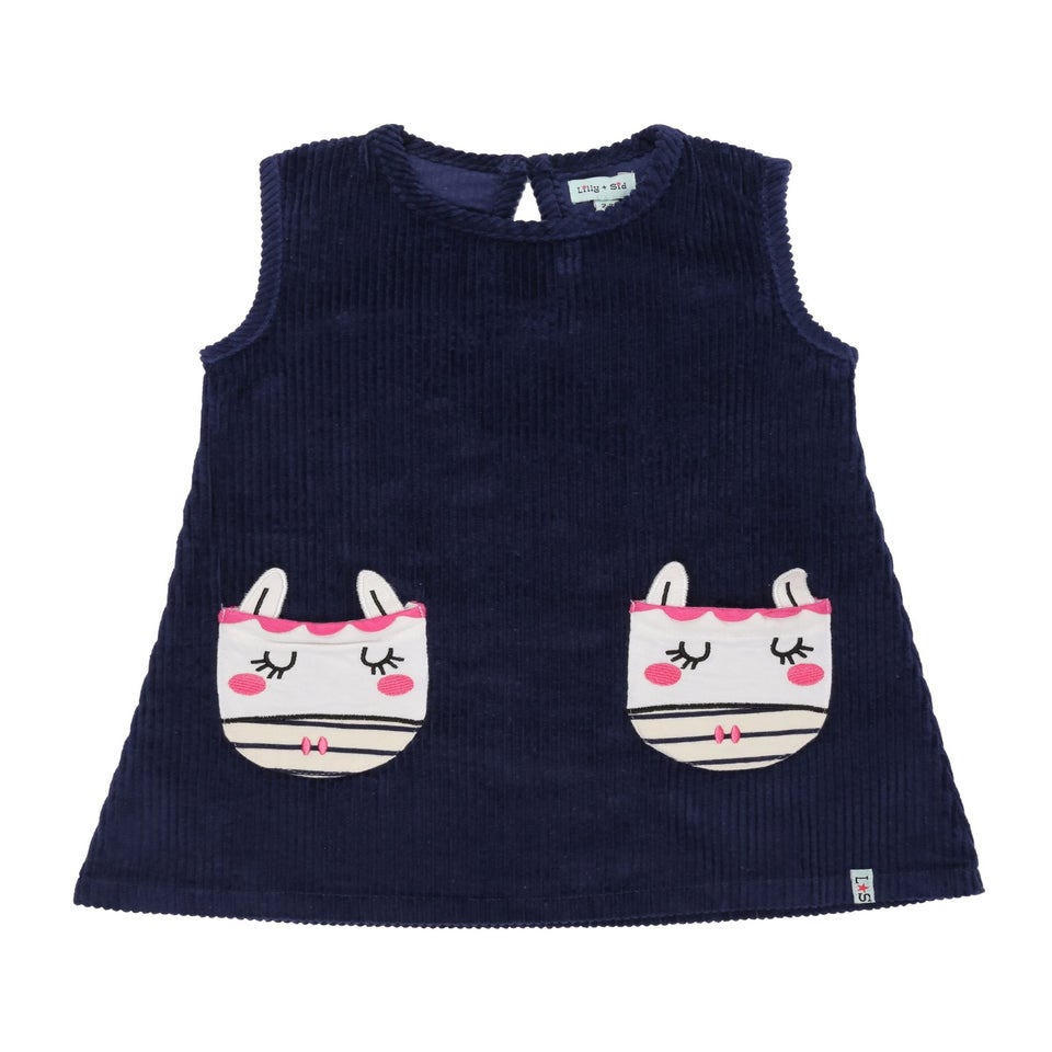 Lilly & Sid Organic Cotton Navy Horse Face Applique Dress (0-8 Years)