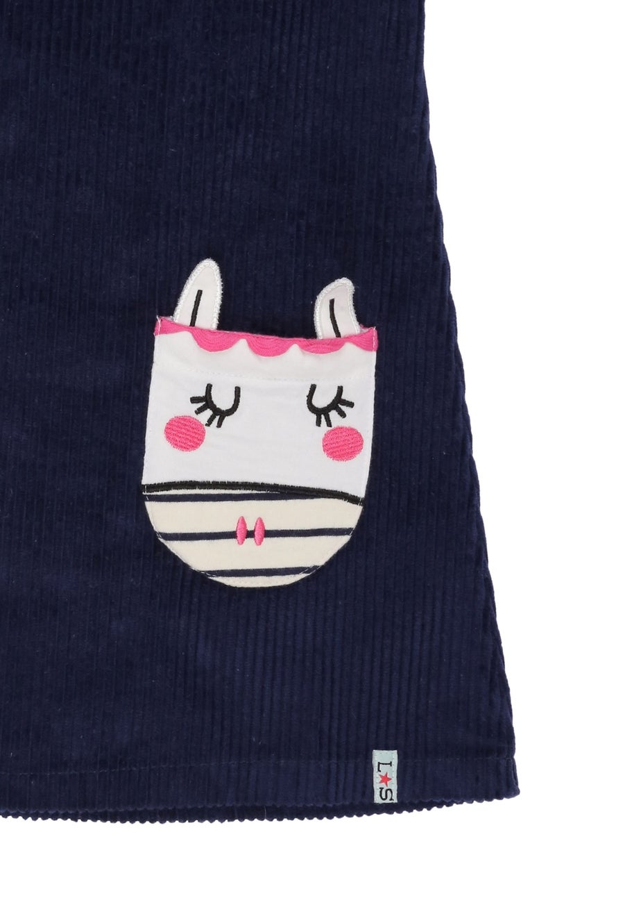 Lilly & Sid Organic Cotton Navy Horse Face Applique Dress (0-8 Years)