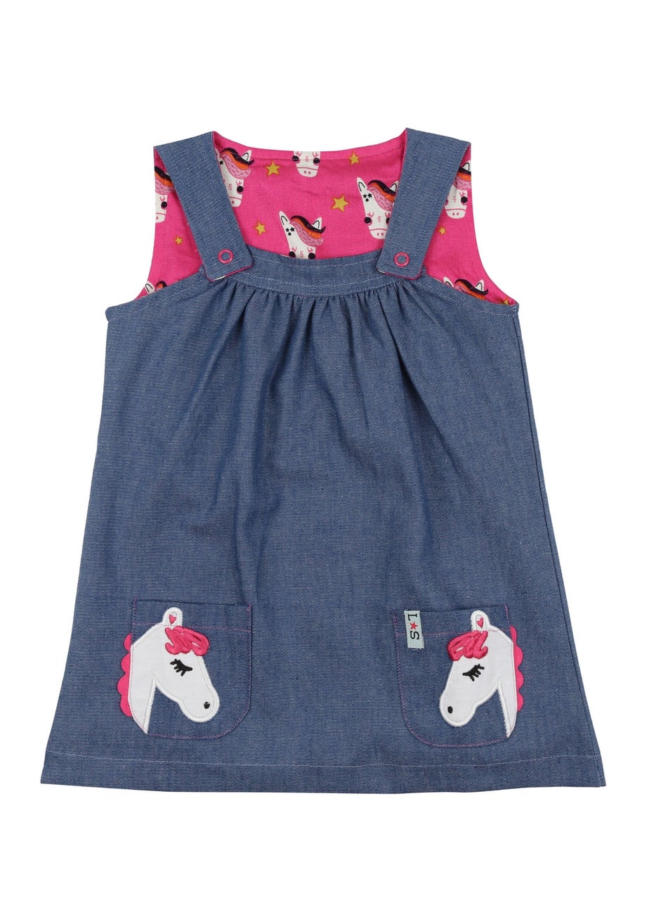 Lilly & Sid Organic Cotton Multicoloured Horse Print Dress (0 Months-24 Months)