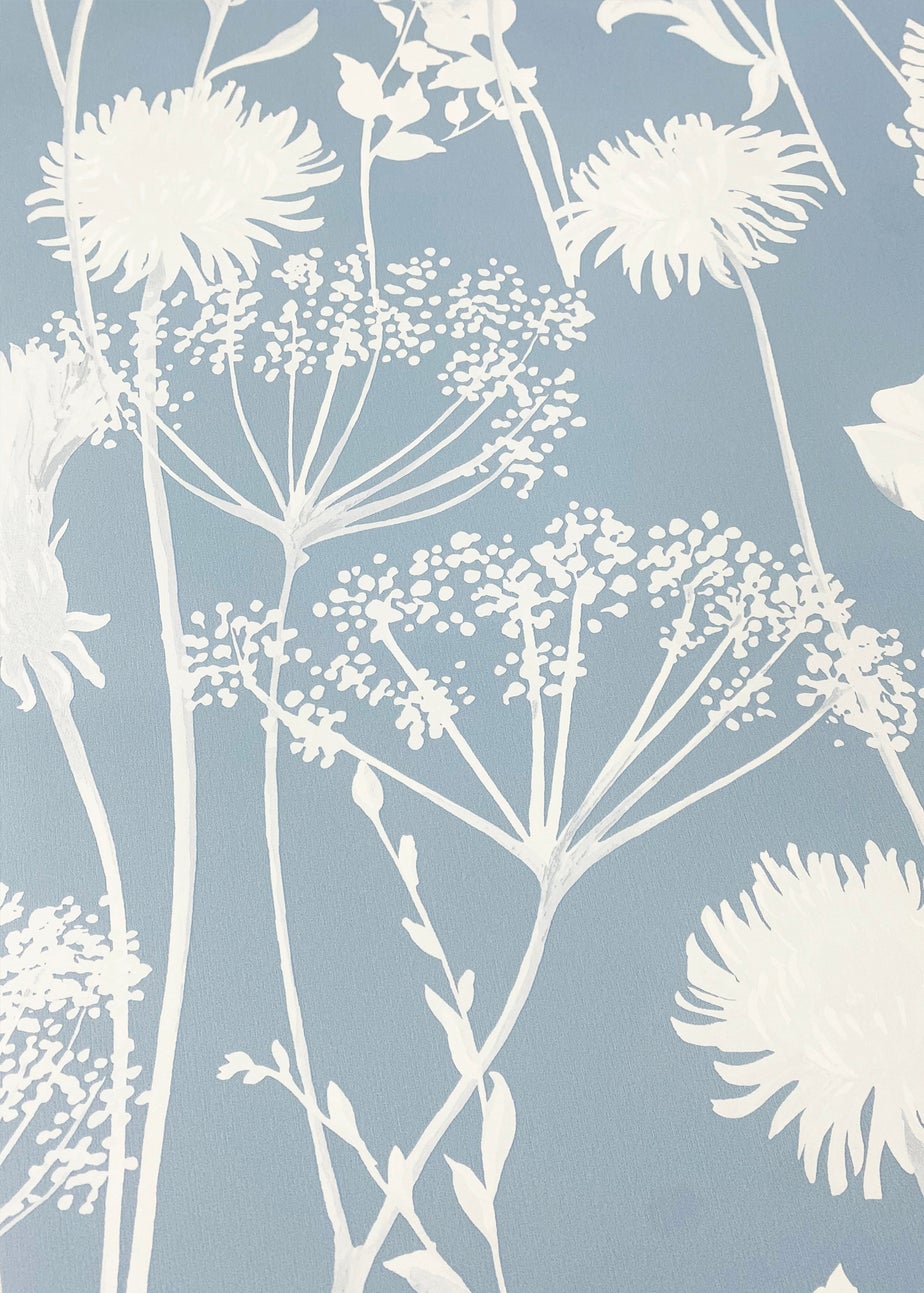 Catherine Lansfield Meadowsweet Floral Blue Wallpaper