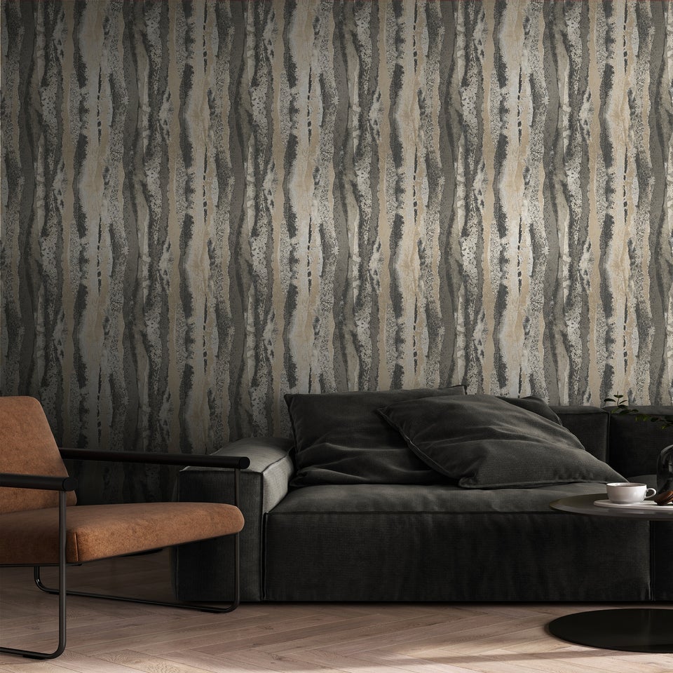 Muriva Soren Charcoal & Gold Wallpaper