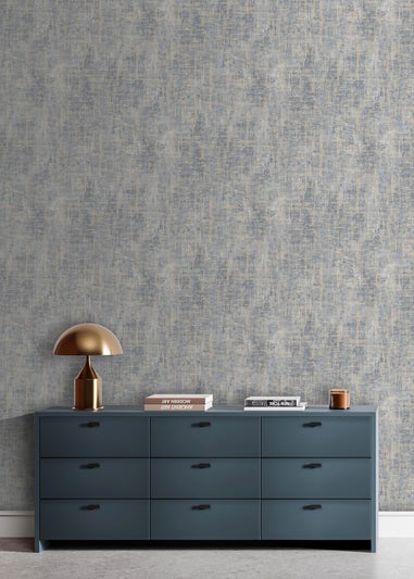 Muriva Etta Texture Blue & Gold Wallpaper