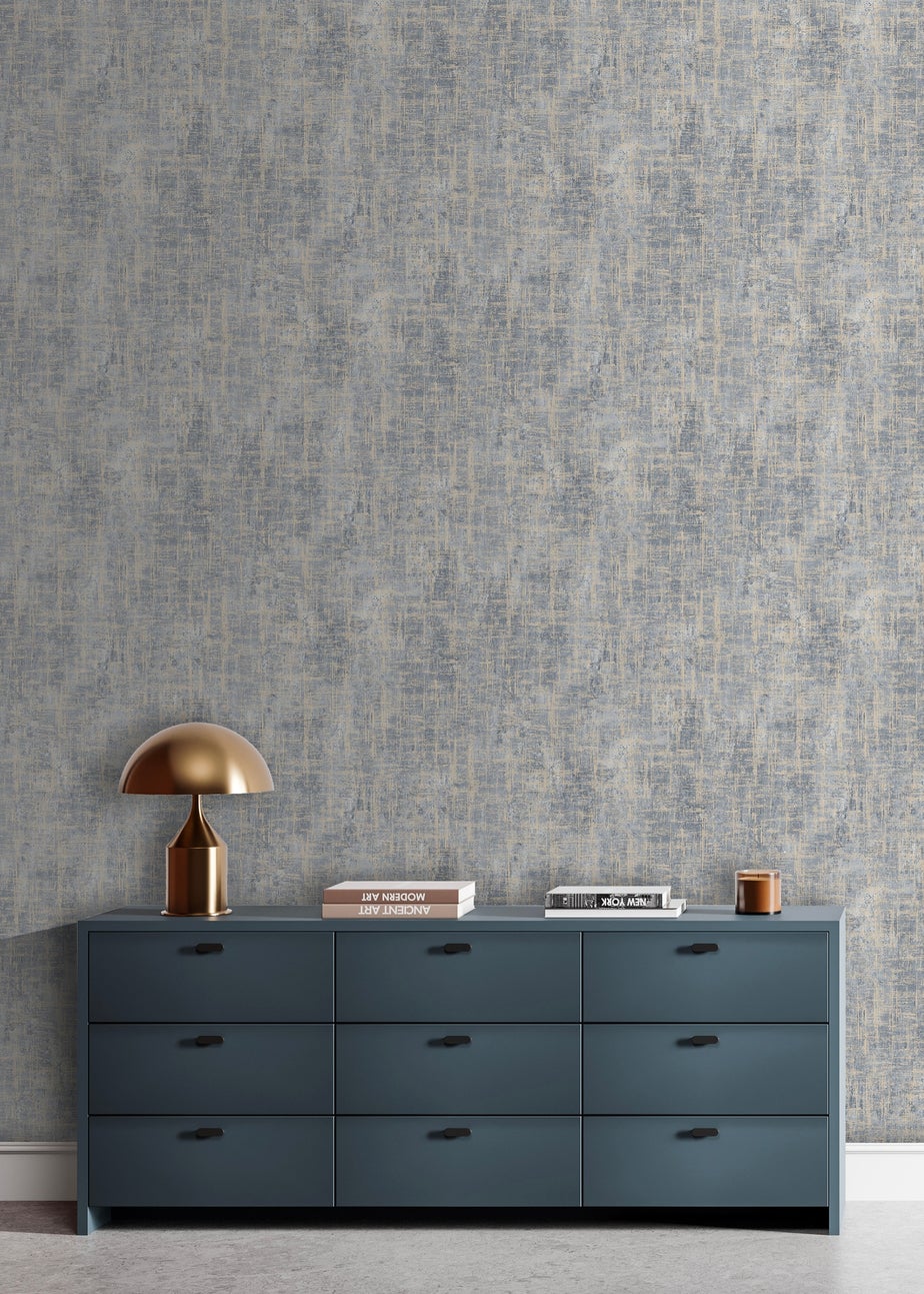 Muriva Etta Texture Blue & Gold Wallpaper