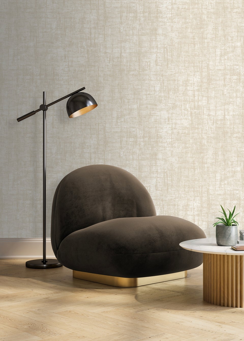 Muriva Etta Texture Cream & Gold Wallpaper