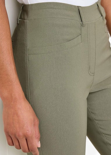 Cotton Traders Hazel Green Super-Stretchy Pull-On Slim-Leg Trousers