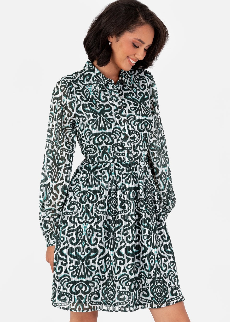 Lovedrobe Multi Damask Print Smock Mini Shirt Dress