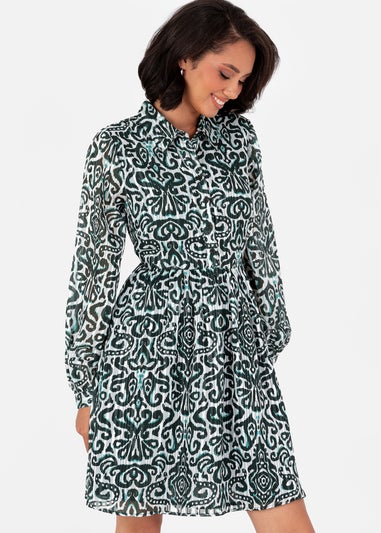 Lovedrobe Multi Damask Print Smock Mini Shirt Dress