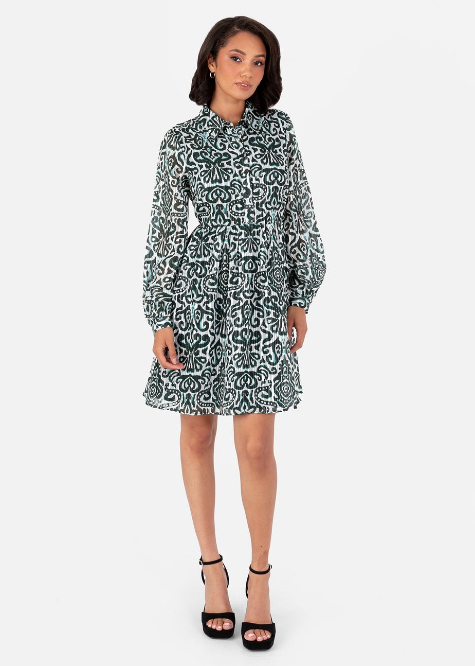 Lovedrobe Multi Damask Print Smock Mini Shirt Dress