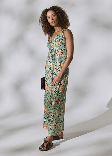Izabel London Green Butterfly Print V-Neck Empire Maxi Dress