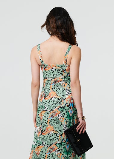 Izabel London Green Butterfly Print V-Neck Empire Maxi Dress