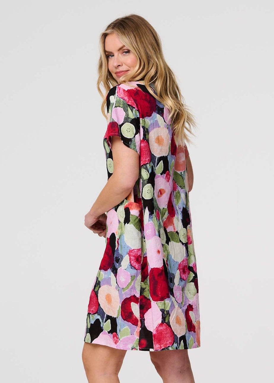 Izabel London Red Abstract Relaxed Short Shift Dress