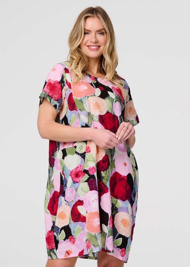 Izabel London Red Abstract Relaxed Short Shift Dress