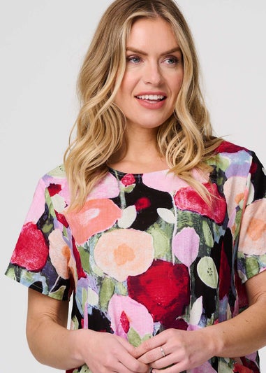 Izabel London Red Abstract Relaxed Short Shift Dress