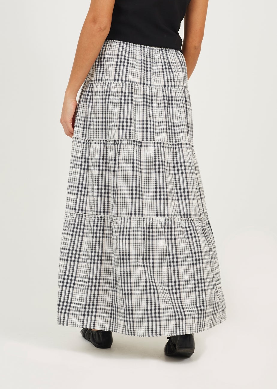Brave Soul Brown Check Tiered Maxi Skirt