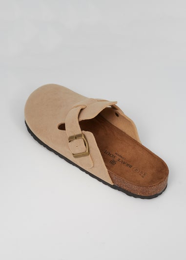 Brave Soul Taupe Faux Suede Mule Sandals