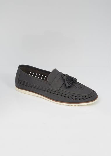Brave Soul Grey Faux Leather Woven Loafers