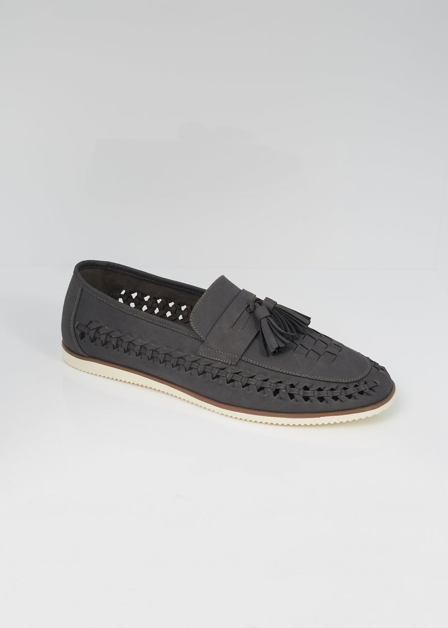 Brave Soul Grey Faux Leather Woven Loafers