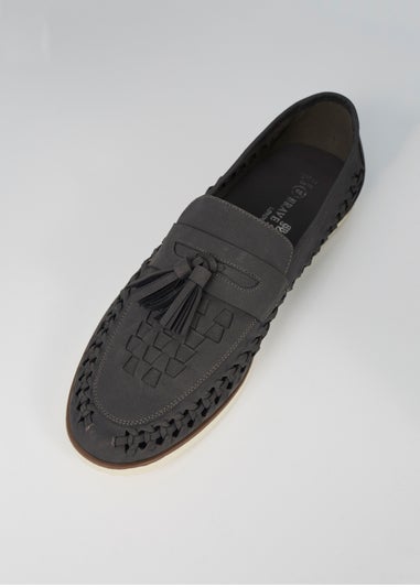 Brave Soul Grey Faux Leather Woven Loafers