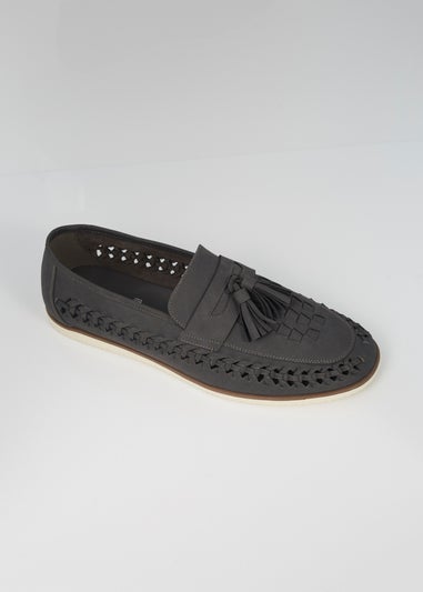 Brave Soul Grey Faux Leather Woven Loafers