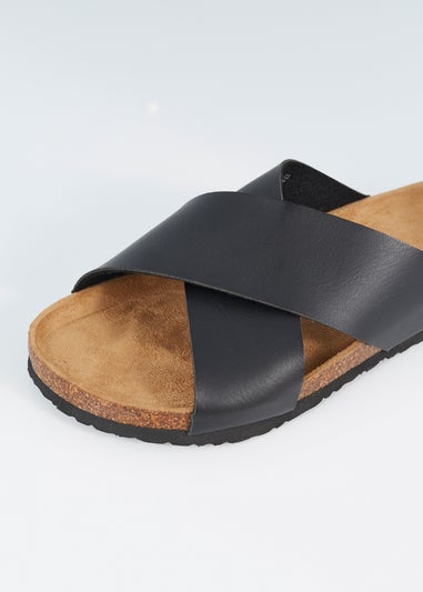 Brave Soul Black Crossover Strap Sandals