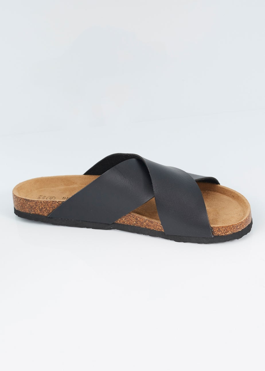Brave Soul Black Crossover Strap Sandals