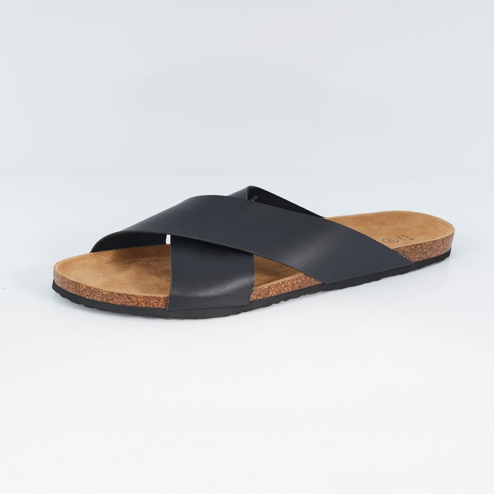 Brave Soul Black Crossover Strap Sandals