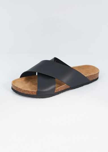 Brave Soul Black Crossover Strap Sandals