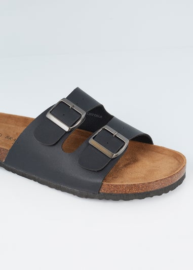 Brave Soul Black Faux Leather Cork Sandal