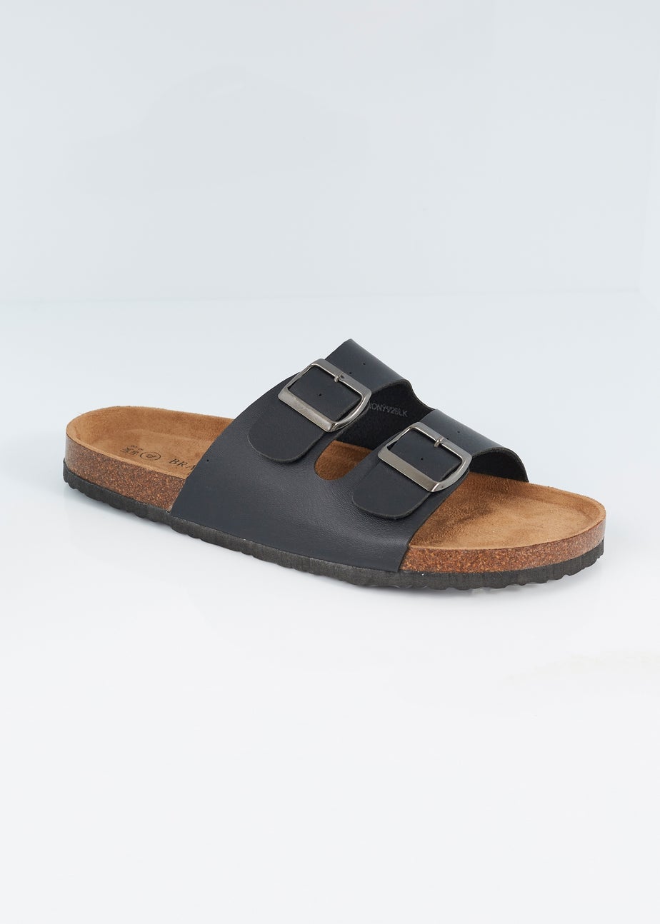 Brave Soul Black Faux Leather Cork Sandal