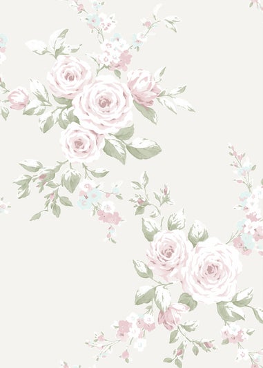 Catherine Lansfield Canterbury Floral Cream & Pink Wallpaper