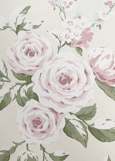 Catherine Lansfield Canterbury Floral Cream & Pink Wallpaper