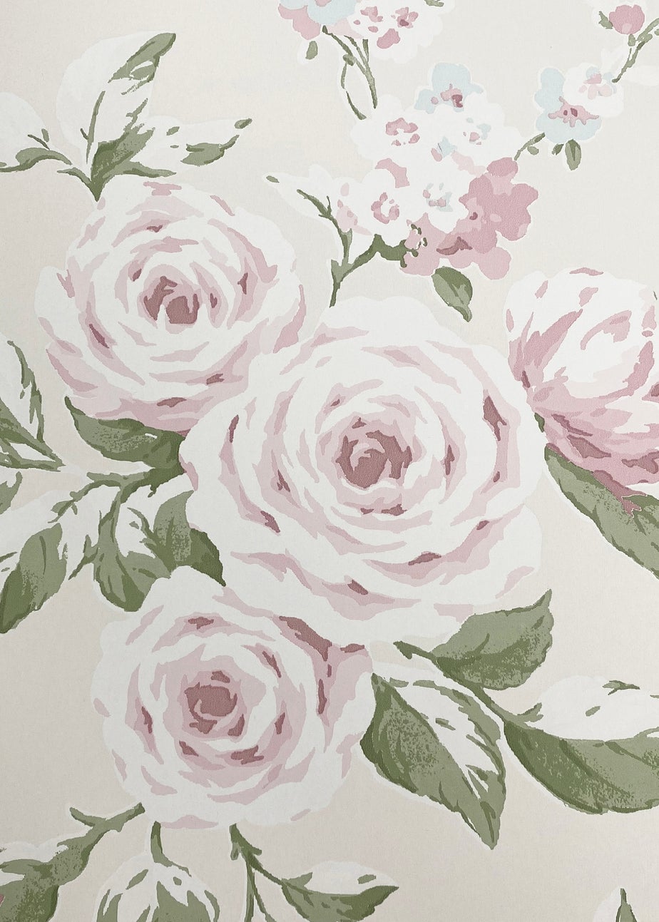 Catherine Lansfield Canterbury Floral Cream & Pink Wallpaper