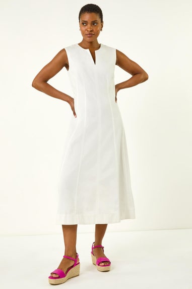 Roman White Panel Detail Midi Dress