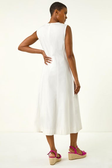 Roman White Panel Detail Midi Dress